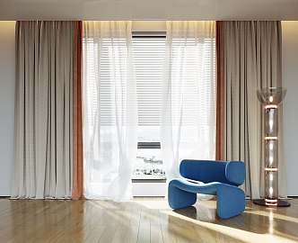 Modern Curtain Window Screen 3d model