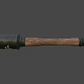 Tactical Weapon With Wooden Handle And Black Metal Construction Design Structure 3d model