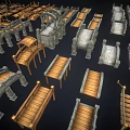 Industrial Conveyor Belt Assemblies With Various Mechanical Parts And Machinery Components