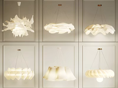 Various Modern Elegant Chandeliers With Unique Petal And Cloud Shapes For Interior Decor 3d model