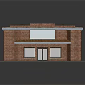 General Store Building With Red Brick Facade Awning Sign Front Doors And Windows 3d model