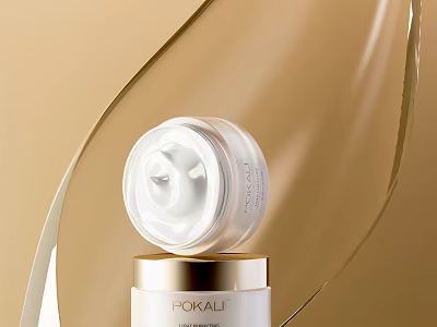 Luxury White Facial Cream Jar Skincare Product With Golden Background Design 3d model