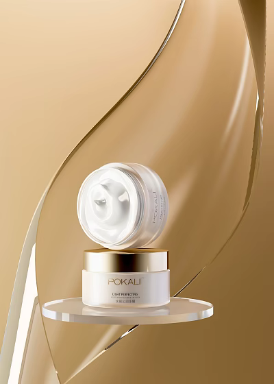Luxury White Facial Cream Jar Skincare Product With Golden Background Design 3d model