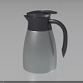 Stainless Steel Vacuum Flask With Silver Body Dark Gray Lid And Handle