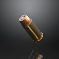 High Quality Shiny Copper Brass Bullet Floating On Dark Background With Reflection