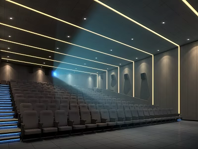 Modern Cinema Interior Design With Comfortable Seats Ambient Lighting And Spacious Layout 3d model