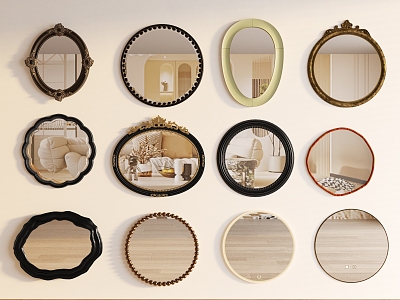 French Mirror Round Mirror 3d model