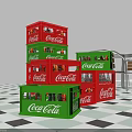 Coca Cola Stacked Storage Crates With Red Green Beverage Bottles And 3d model