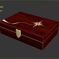 Elegant Red Wooden Box With Golden Star Pattern And Decorative Lock For Daily Use