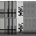 Modern Interior Room Divider With Decorative Grid Pattern And Foldable Panels 3d model