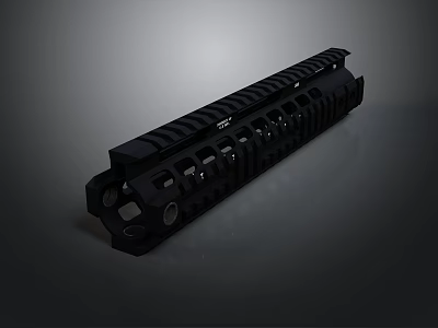 Tactical Rail System With Black Finish And Modular Accessory Mounting Holes 3d model