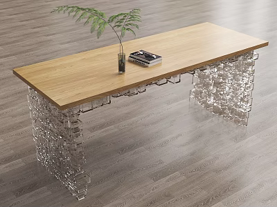 Modern Simple Dining Table Acrylic Dining Table Gradient Acrylic Table Acrylic End View Modern Dining Table Creative Acrylic Table 3d model