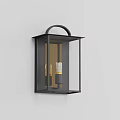 Modern Wall Sconce with Black Metal Frame Clear Glass and Lit Bulb Mounted on Wall