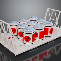 Multiple Radioactive Cans Arranged on White Metal Storage Rack