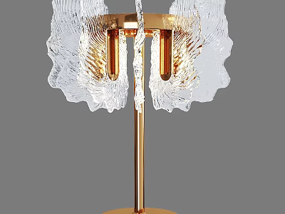 Modern Table Lamp With Gold Metal Base And Transparent Wavy Glass Shade 3d model