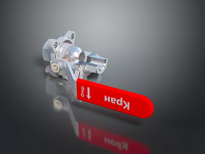 Mechanical Component With Red KPAH Label Silver Metal Knob And Screw Details 3d model