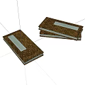 Two Brown Cover Books With Geometric Pattern And White Label Design 3d model