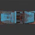 Vintage Blue And Red Truck With Open Cab Rustic Weathered Classic Design