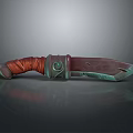 Ornate Fantasy Dagger Design With Red Wrapped Handle And Green Accented Blade