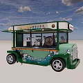 Green And White Ice Cream Food Truck With Transparent Window And Decorative Waves