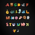 Colorful Animal Alphabet Wall Decor With Fun Kids Room Design Elements