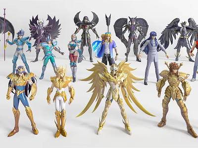Game and Movie Characters Action Figures With Detailed Armor Wings and Weapons 3d model