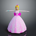 Princess In Sparkly Pink Dress With Blonde Hair Bow And Arms Outstretched