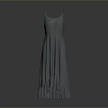 Gray Sleeveless Long Dress With Flowy Ruffled Hem Design 3d model