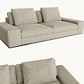 Modern Minimalist Two Seater Sofa With Striped Fabric Beige Cushions And Comfortable Design