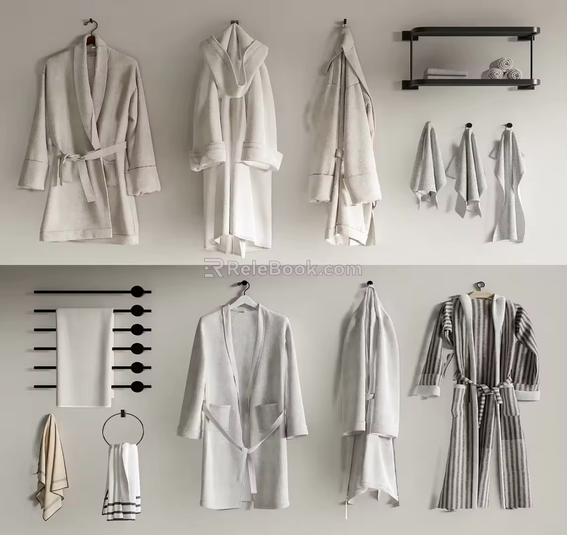 Modern Bathrobe Combination Towel Rack Towel 3d model