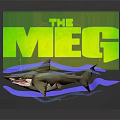 Shark Figure From The Meg Movie With 3D Blue And Green Design