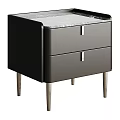 Modern Wooden Bedside Table With Two Drawers Black Slim Legs And Color Options