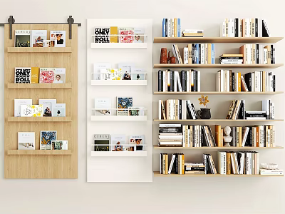 Modern Wall-Mounted Bookshelf Book Ornaments 3d model