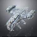 Detailed Cosmic Spaceship Model With Dual Engines And Transparent Structure