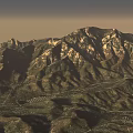 Scenic Mountain Landscape With Lush Greenery Sunset Sky And Rolling Hills