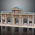 Classical Arch Building Model With Multiple Arches Columns And Blue Stone Roof