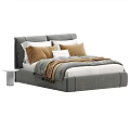Modern Upholstered And Leather Headboard Beds With Pillows Blanket Side Table And Color Options