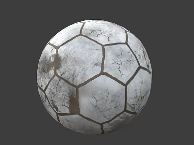 Vintage Football Field Featuring Cracked Worn Soccer Ball and Green Turf 3d model