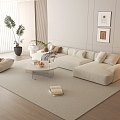 Cream style sofa coffee table combination three-seat sofa lazy sofa carpet floor lamp 3d model