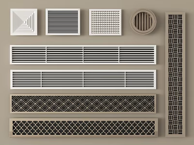 Various Stylish Air Conditioner Vents With Decorative Grille Patterns For Home Use 3d model
