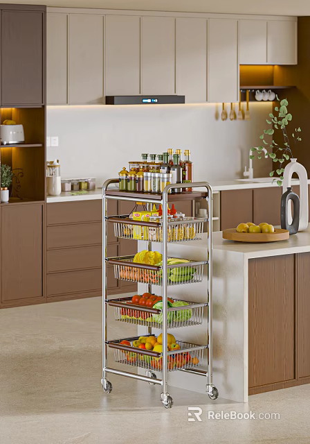 Kitchen Storage Cart With Multiple Layers For Spices Fruits Vegetables 3d model