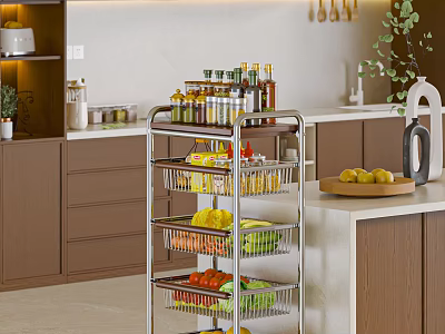 Kitchen Storage Cart With Multiple Layers For Spices Fruits Vegetables 3d model
