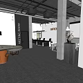 Modern Public Office Space Design With Open Layout Reception Area And Office Workstations