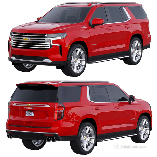 Red Chevrolet Full Size SUV Front And Rear Views 3d model