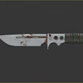 Bloodstained Metal Knife With Green Handle And Dark Background Reflection 3d model