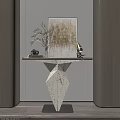 Modern Console Table With Artwork Vase Dried Plants And Camera Decor 3d model