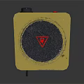 Yellow Square Base Electrical Heating Plate With Black Circular Panel And Red Triangular Warning Sign
