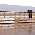 Retail Store Display Shelves With Wooden Structure Glass Counters And Tobacco Wine Labels