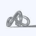 Abstract Silver Metal Line Sculpture With Circular Structures Smooth Surface White Background Reflective 3d model