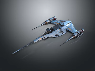 Futuristic Spaceship Design For Space Exploration With Sleek Metallic Finish And Twin Engines 3d model